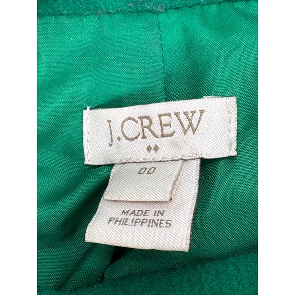 J.Crew Lodge Coat Womens 00 Jacket Green Wool Blend F5325 Standing Collar - Picture 2 of 8